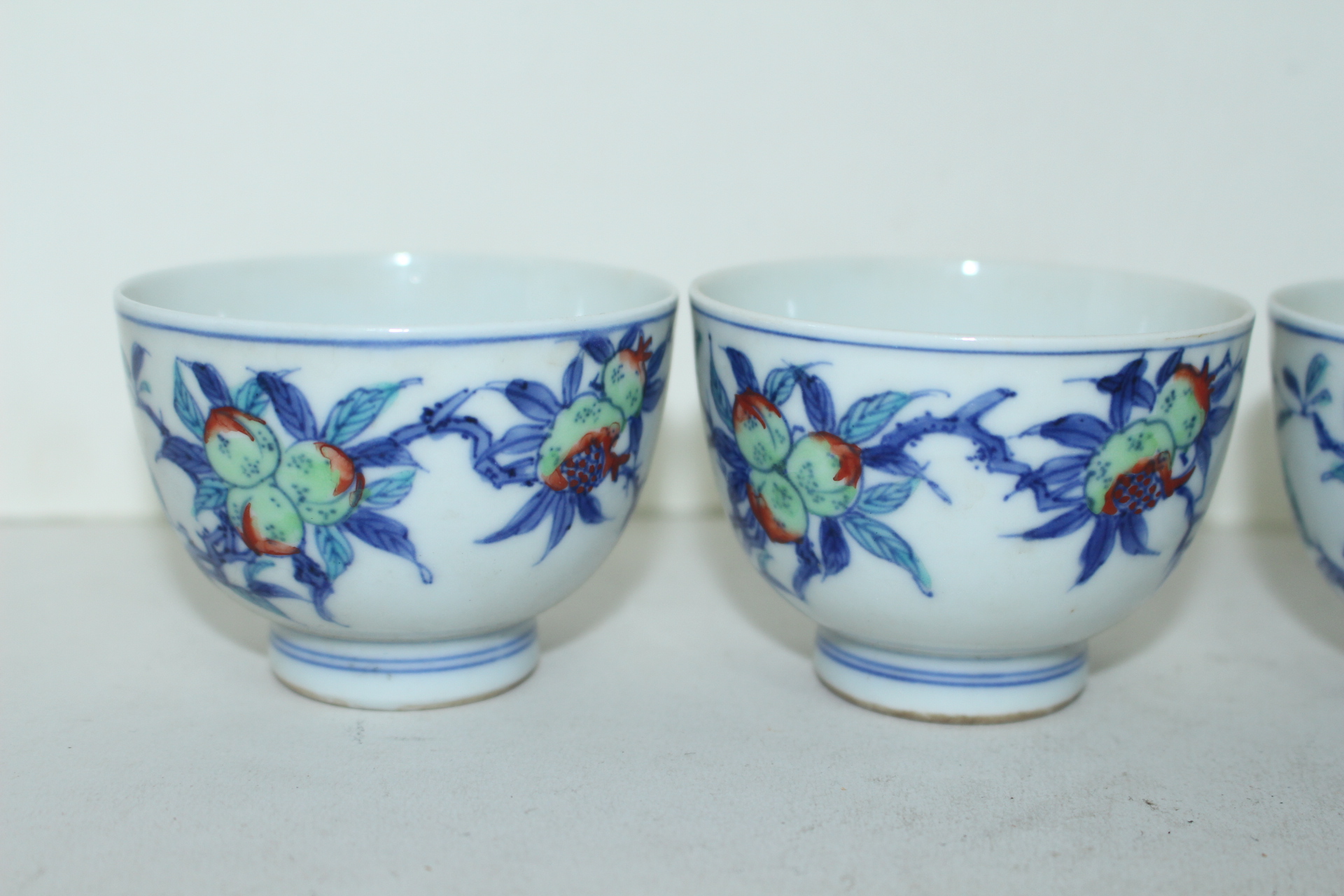 연대가좋은 청화백자진사화문잔 4점