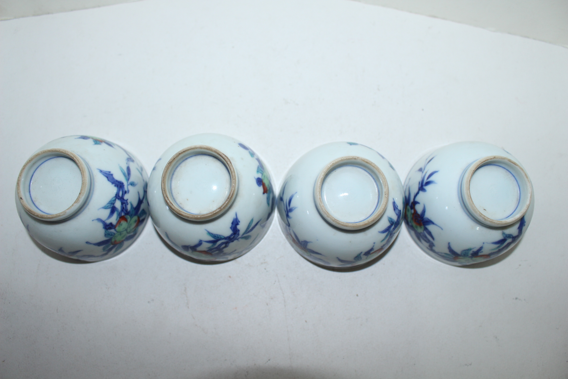 연대가좋은 청화백자진사화문잔 4점