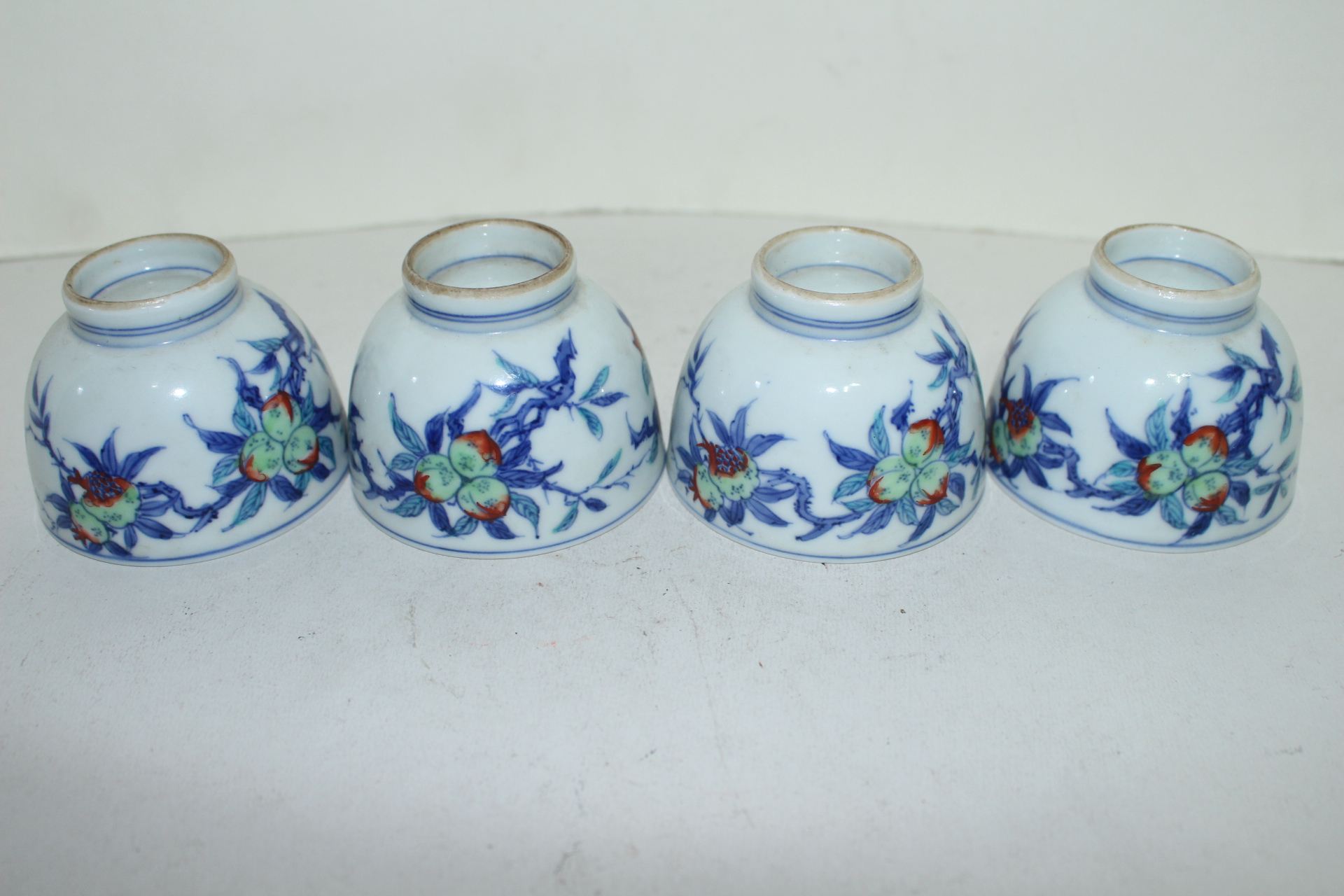 연대가좋은 청화백자진사화문잔 4점