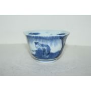 명품-에도시기 청화백자산수문 각진잔