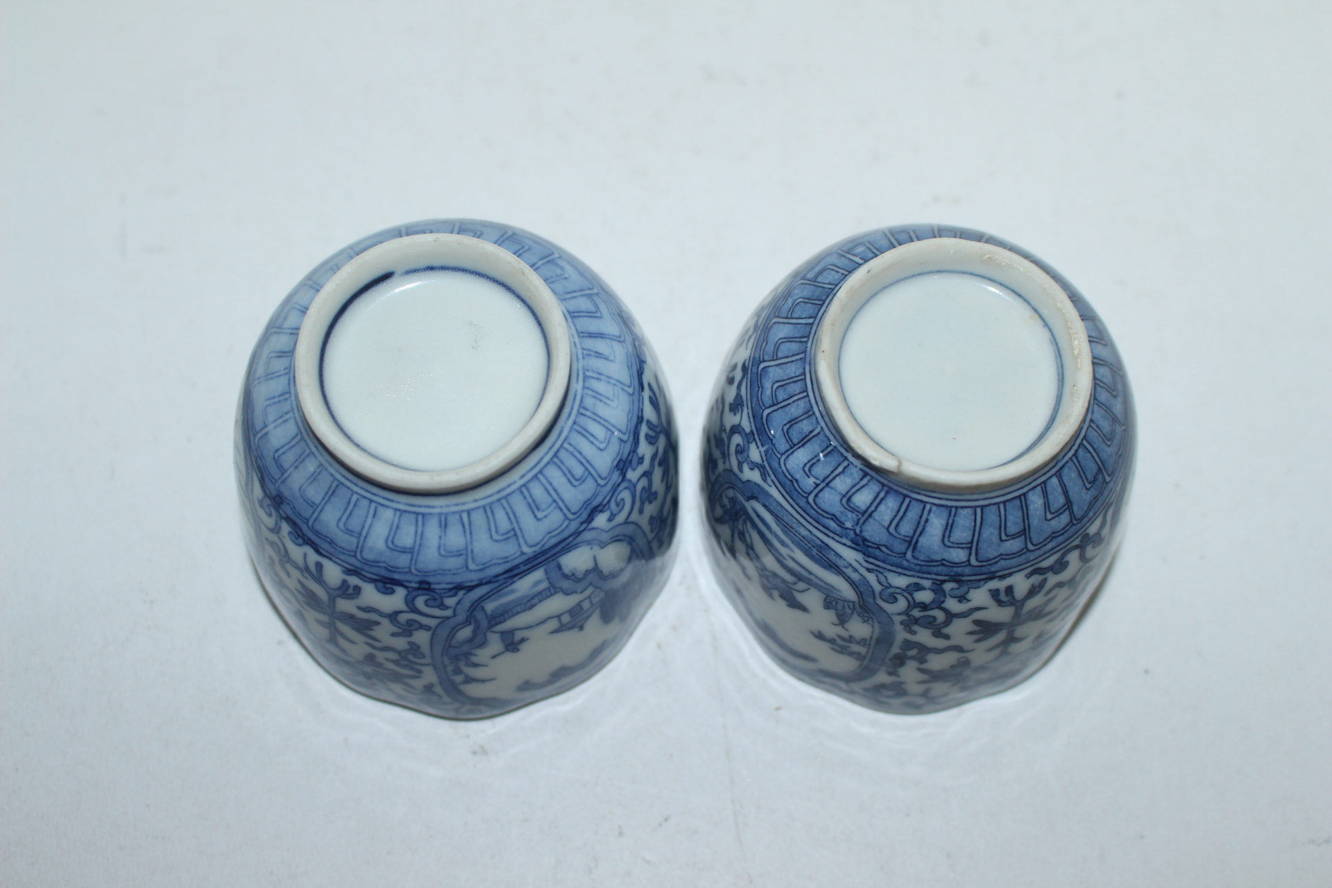 연대가좋은 청화백자산수마문 화형잔 3점