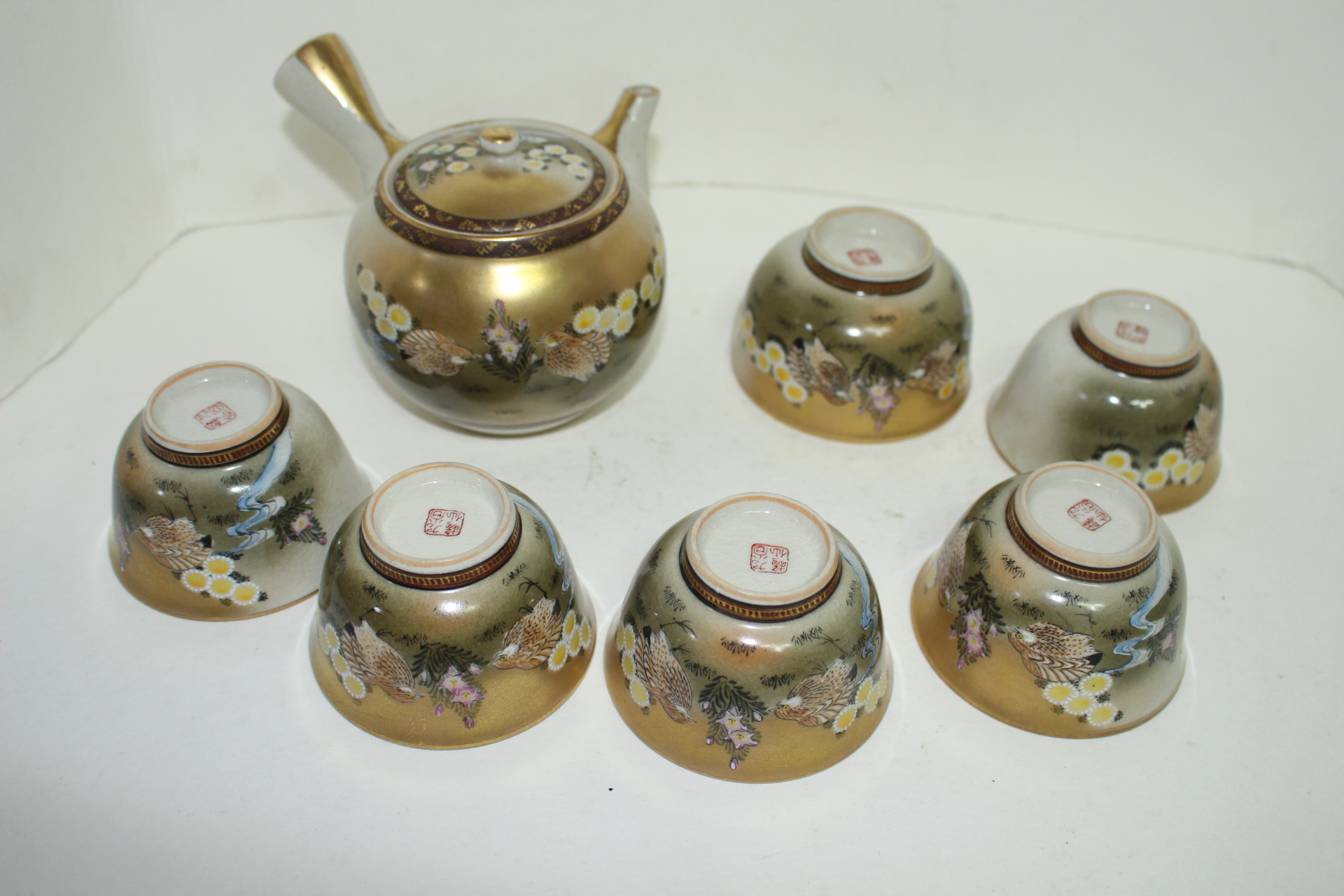 구다니철화백자진사금채 조화문 5인 다관셋트