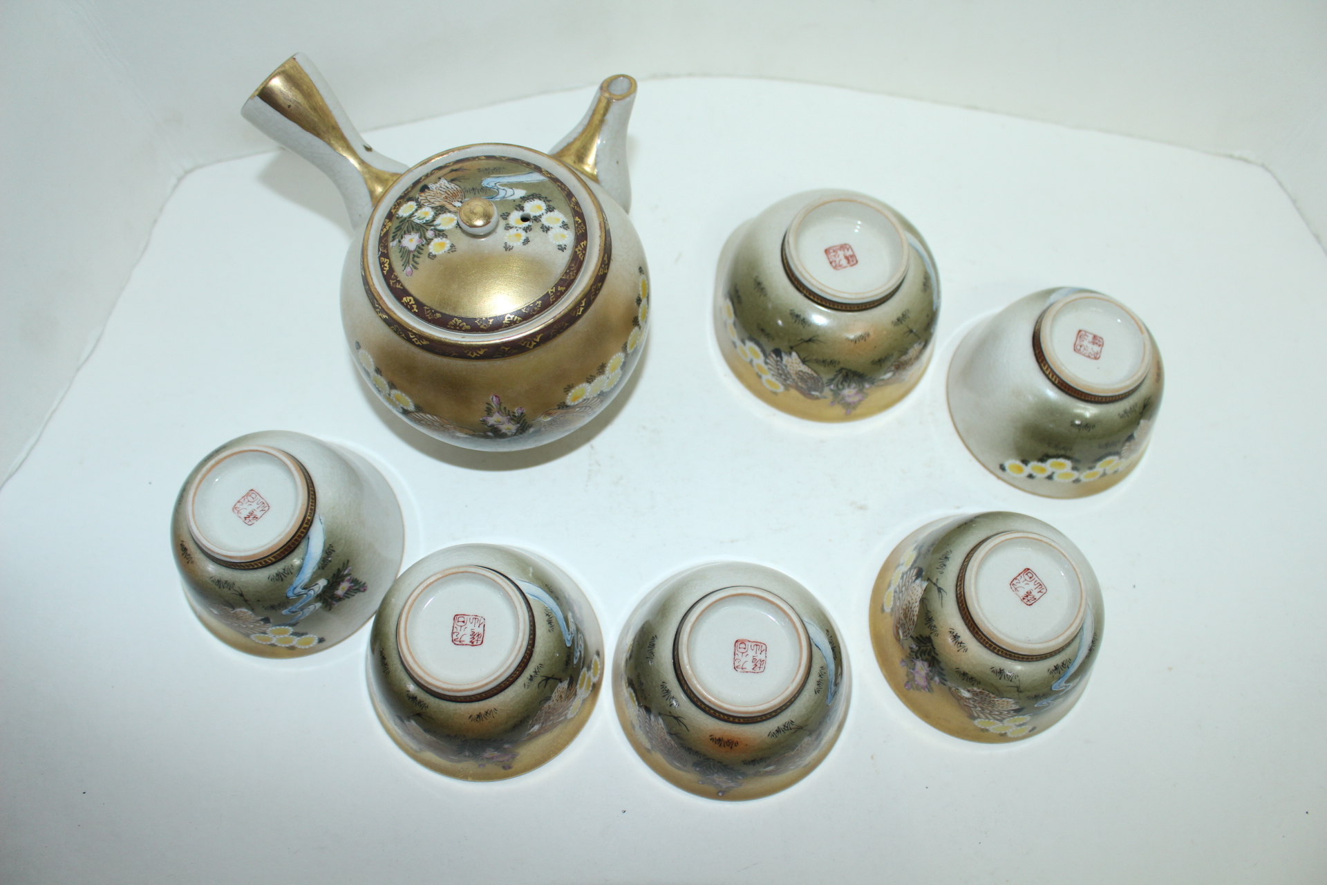 구다니철화백자진사금채 조화문 5인 다관셋트