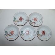 연대가좋은 진사백자 수자문 완 5점