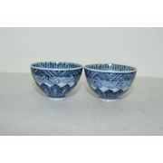 명품-연대가좋은 고이마리 청화백자초화문잔 2점