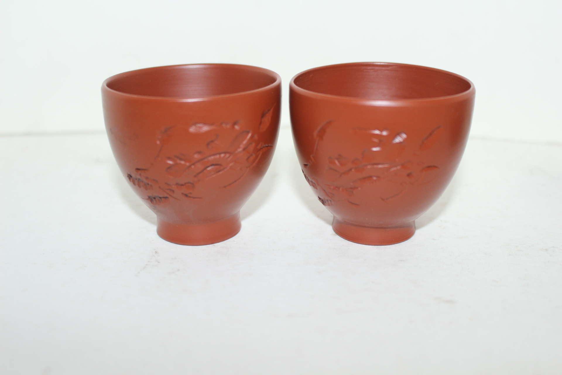 쇠소리가 나는 아주강한 자사도자기 음각화문 4인다관셋트