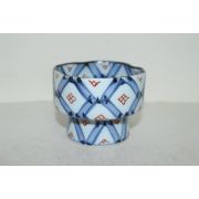 이마리 청화백자진사화문 굽높은화형완