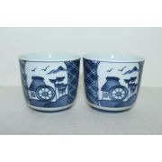 청화백자 물레방아간그림이 있는 잔 2점