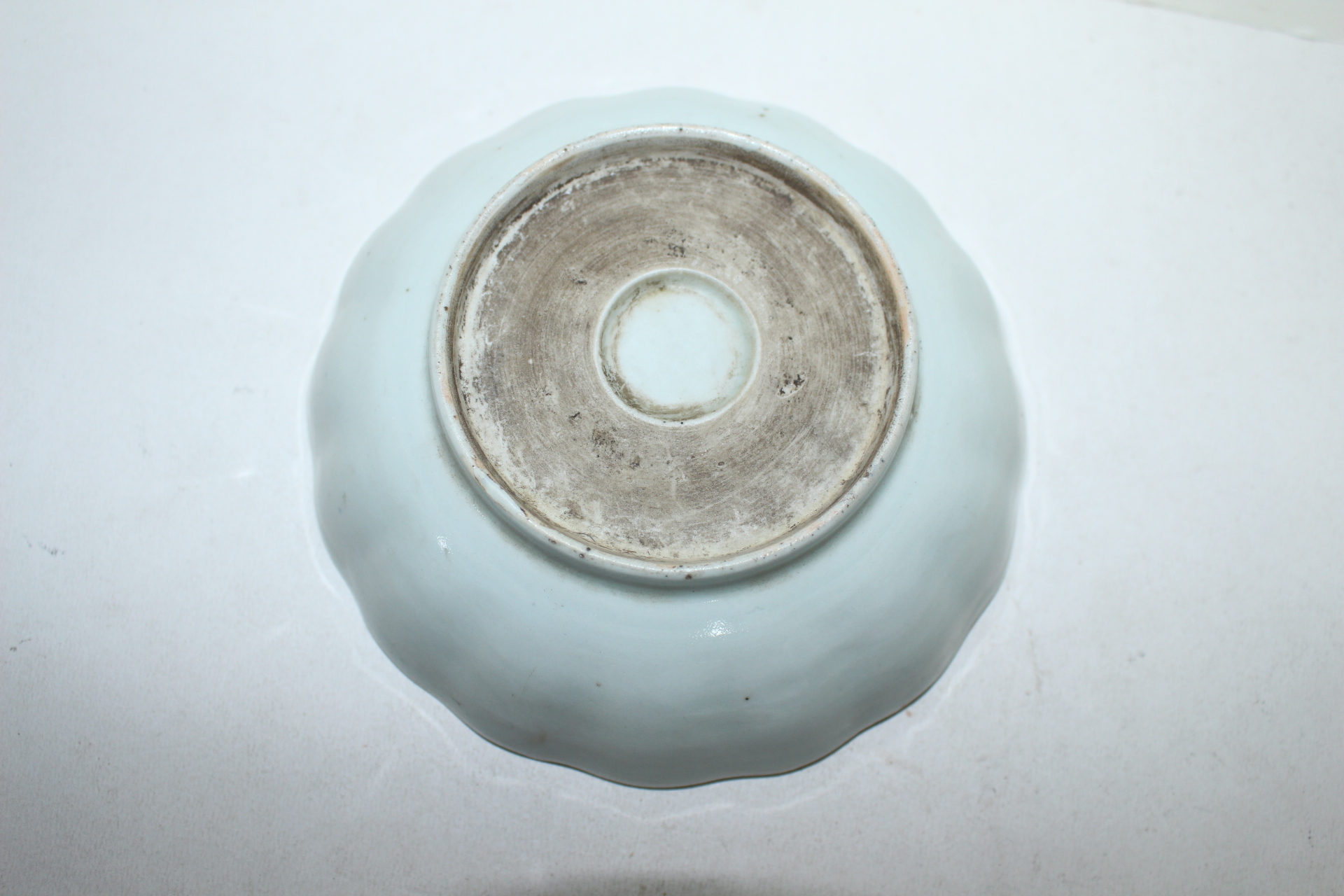 100년이상된 청화백자 산수문 화형완