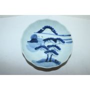 100년이상된 청화백자 산수문 화형완