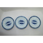 청화백자 쌍어문 완 3점