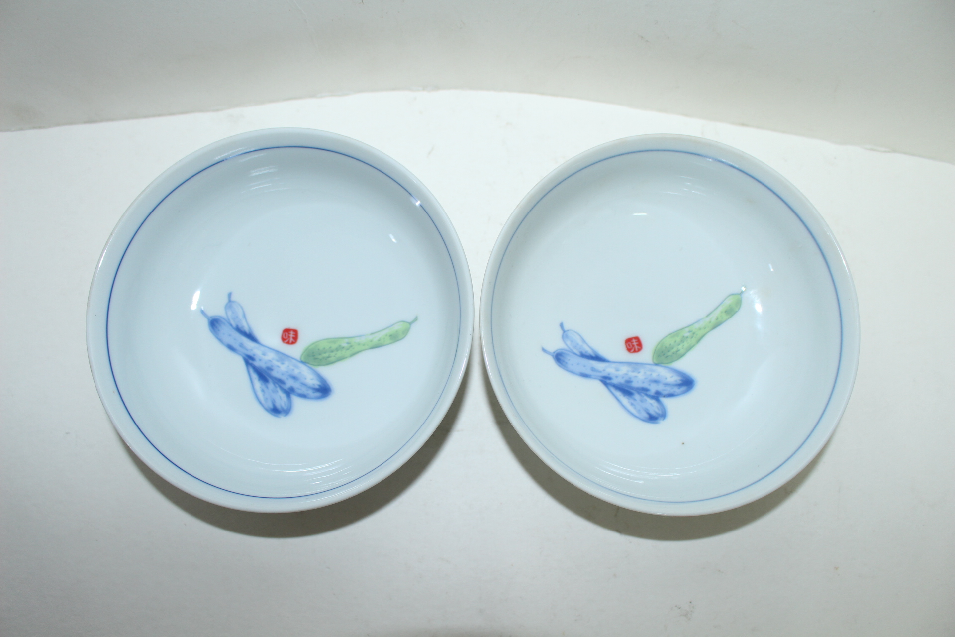 이마리 청화백자 오이문 완 2점