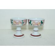 연대가좋은 진사백자화문 굽다리향완 2점