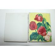 천으로된 미사용 그림판과 유화그림 꽃