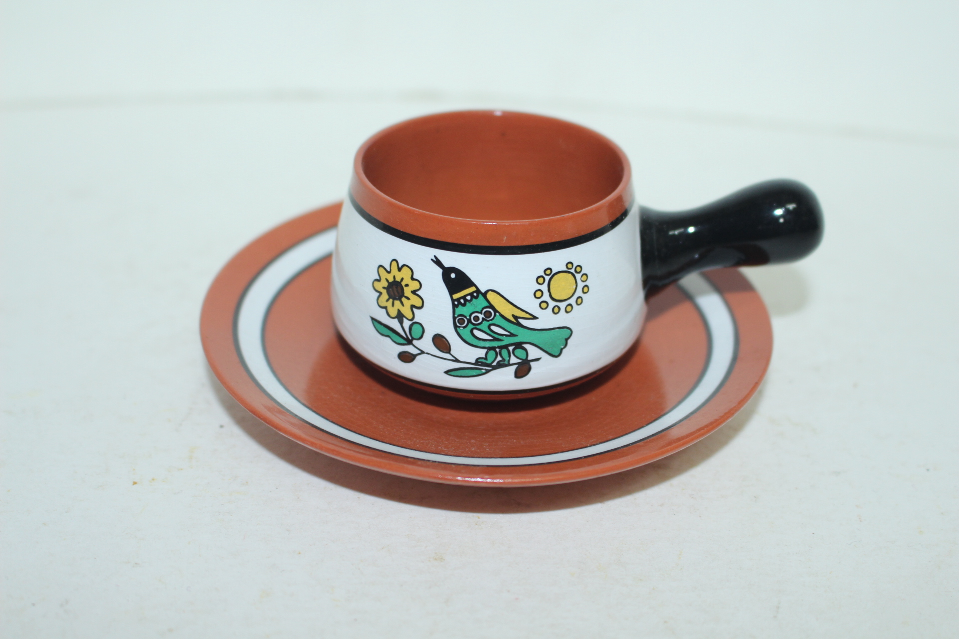 외국산 손잡이가 특이한 분청자조화문 커피잔셋트