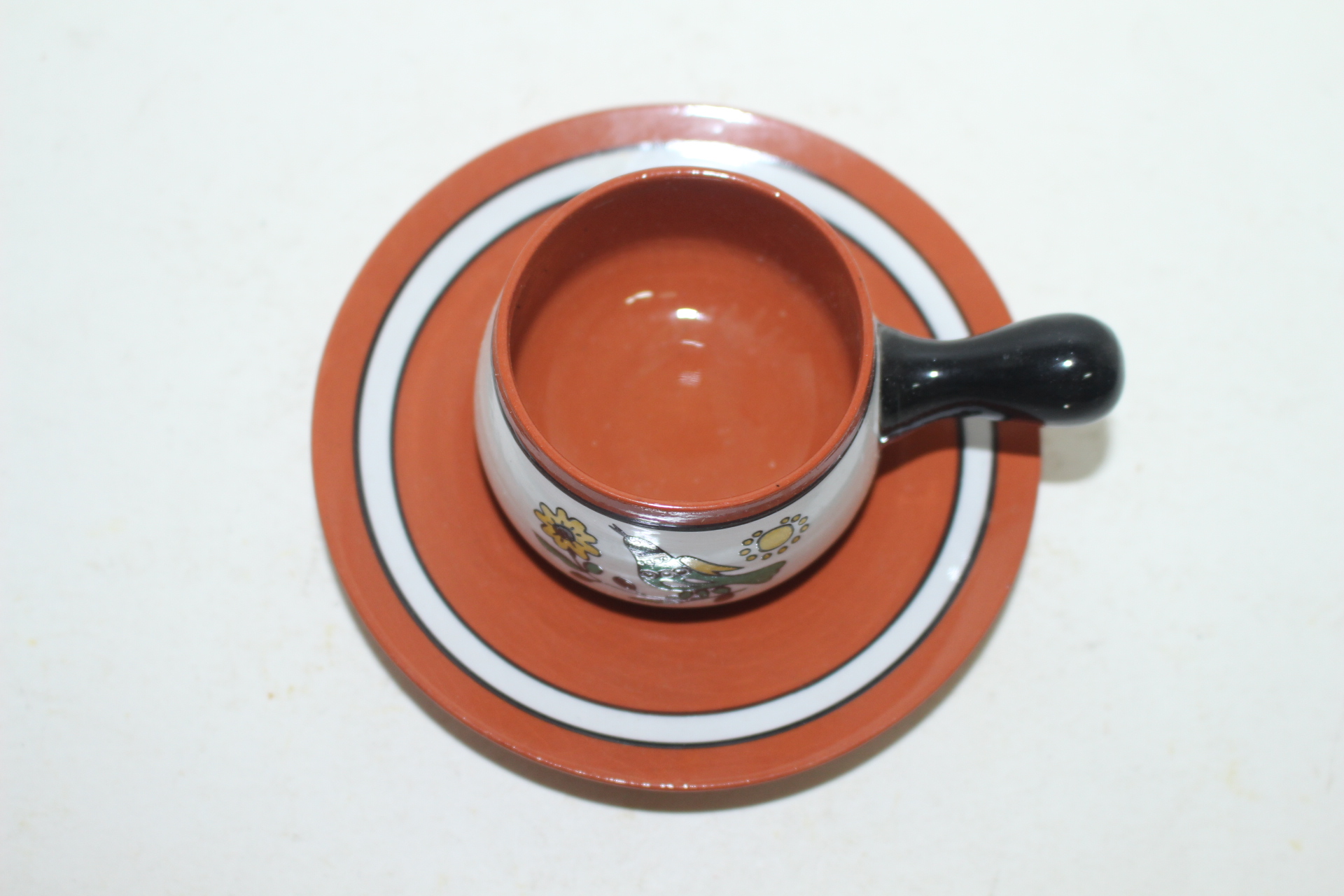 외국산 손잡이가 특이한 분청자조화문 커피잔셋트