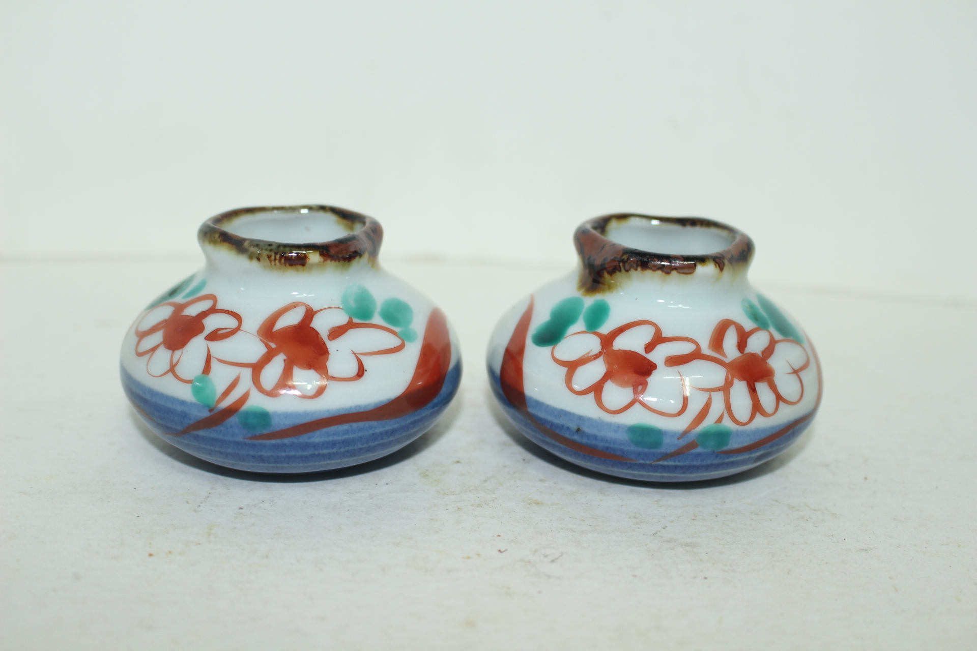 청화백자 진사화문 소호 2점