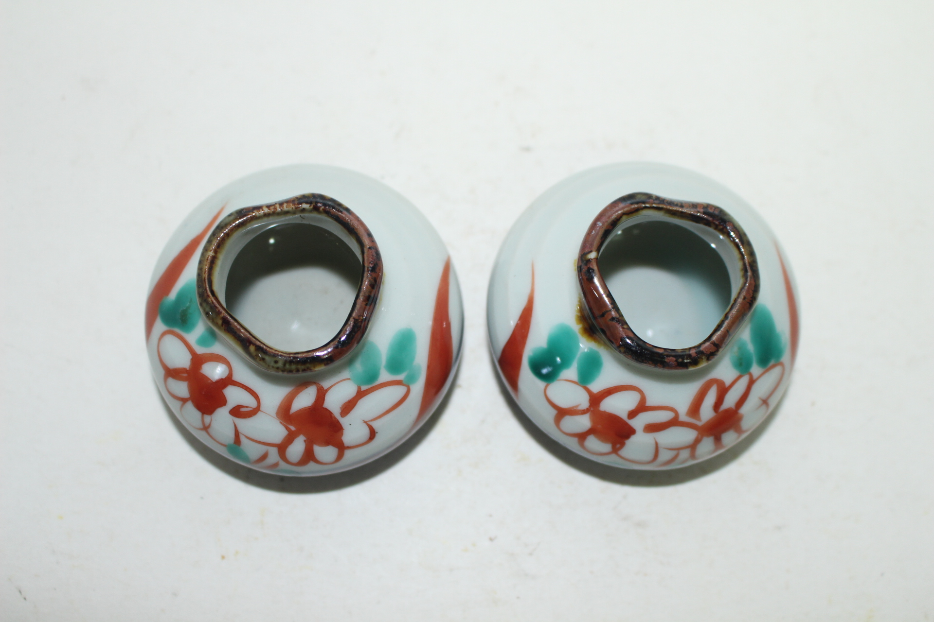 청화백자 진사화문 소호 2점