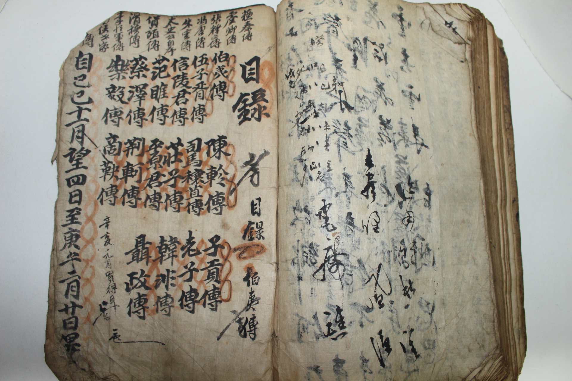 300년이상된 고필사본 사마전(司馬傳),책이면에는 역관련 고필사수록 1책