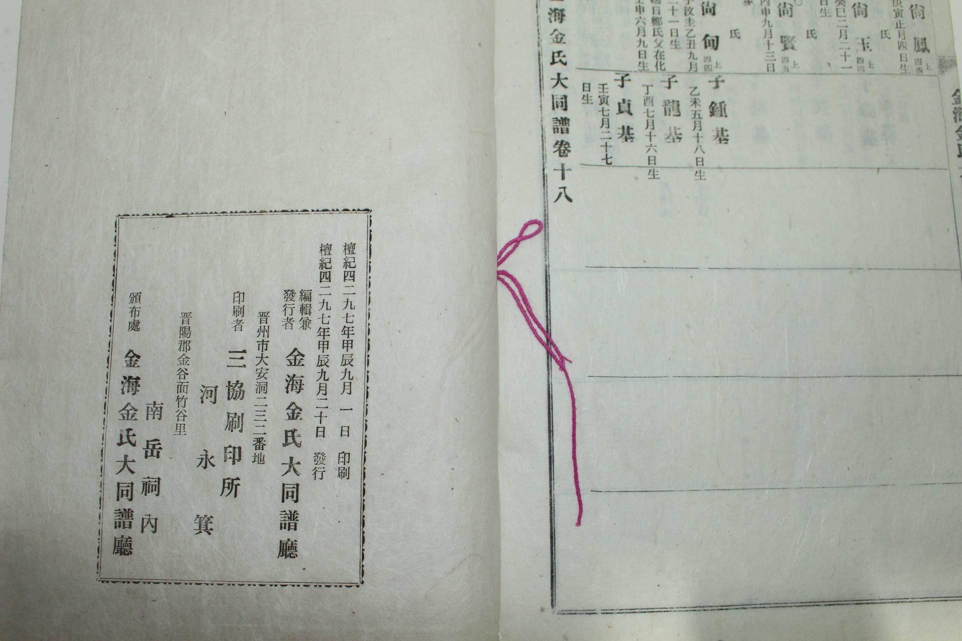 연활자본 김해김씨대동보(金海金氏大同譜) 19책완질