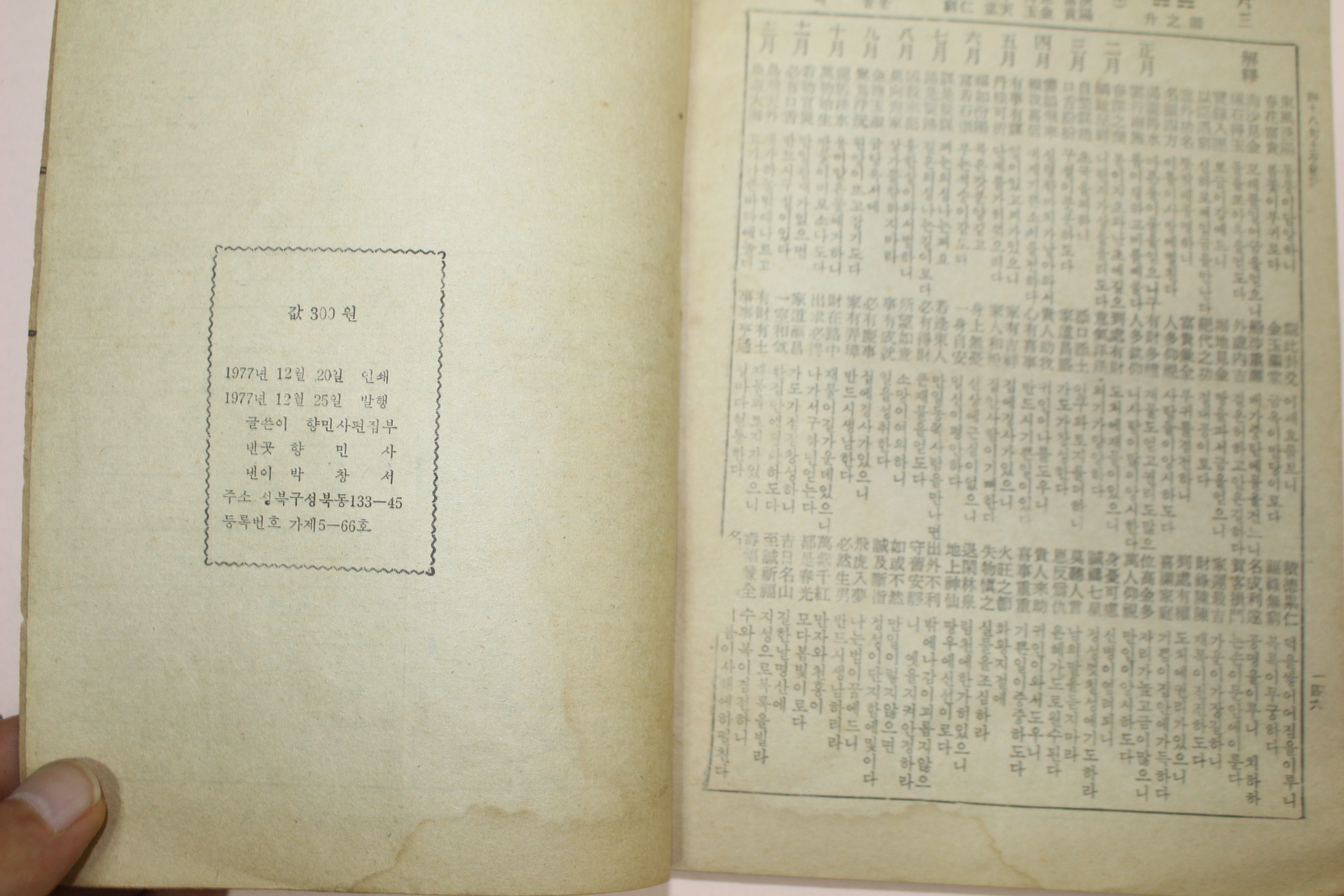 1977년 향민사 원본토정비결(原本土亭秘訣)