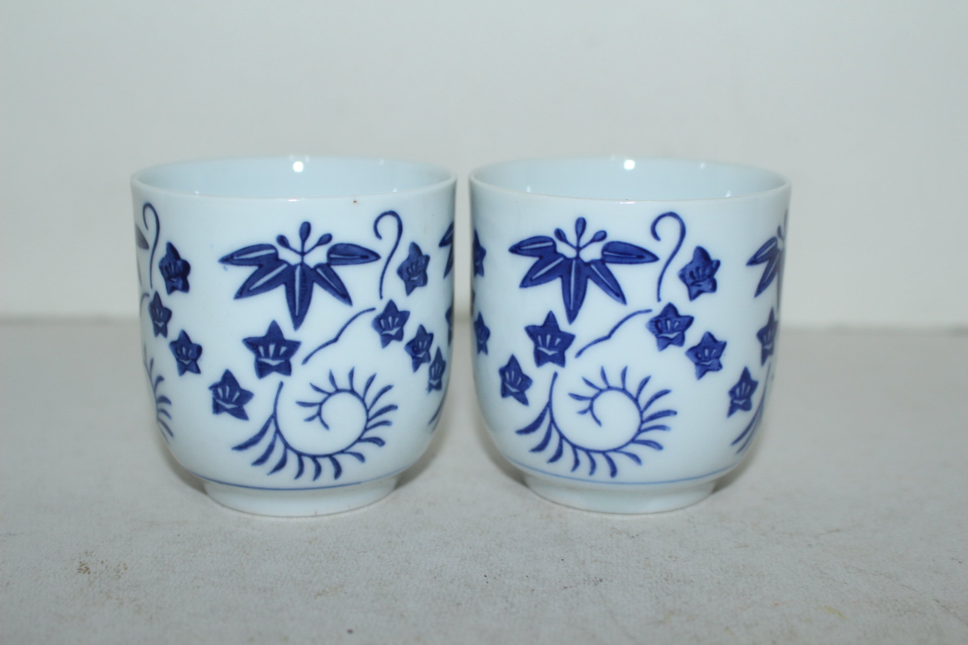이마리 청화백자화문 잔 2점