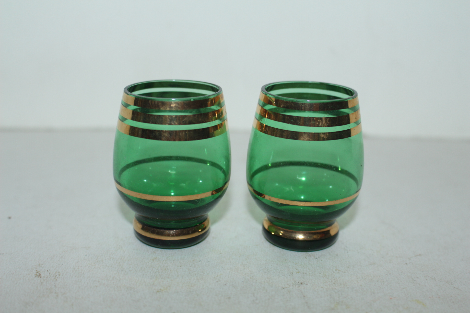 보헤미안 크리스탈금채 잔 2점