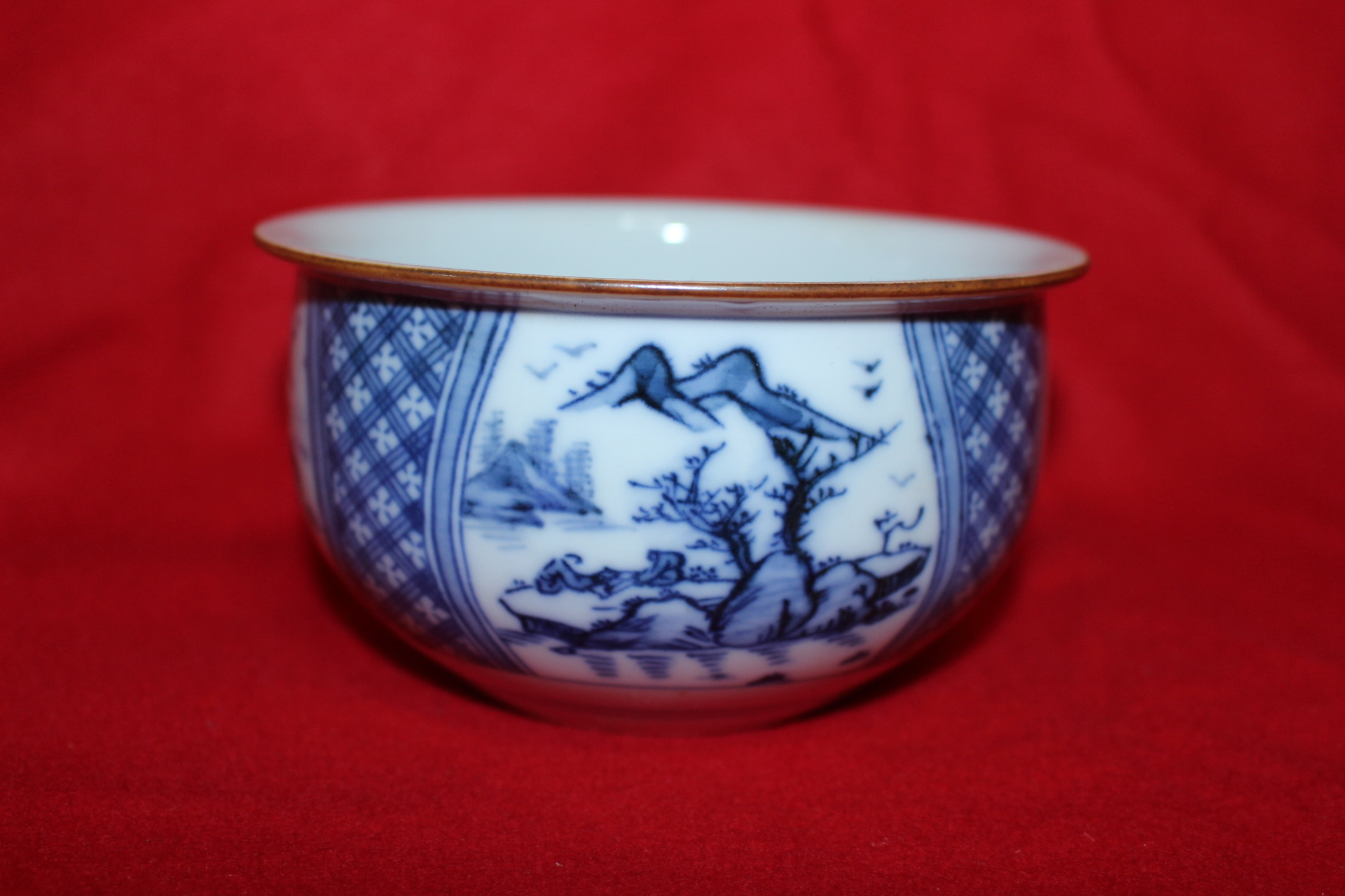 이마리 청화백자 산수문 퇴수기