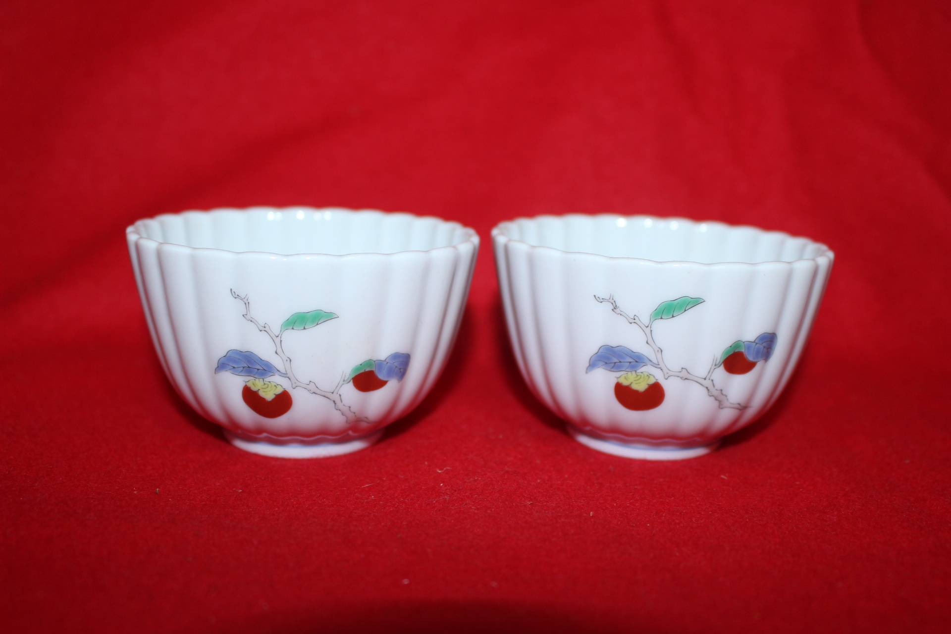 순백자 과형진사화문 잔2점