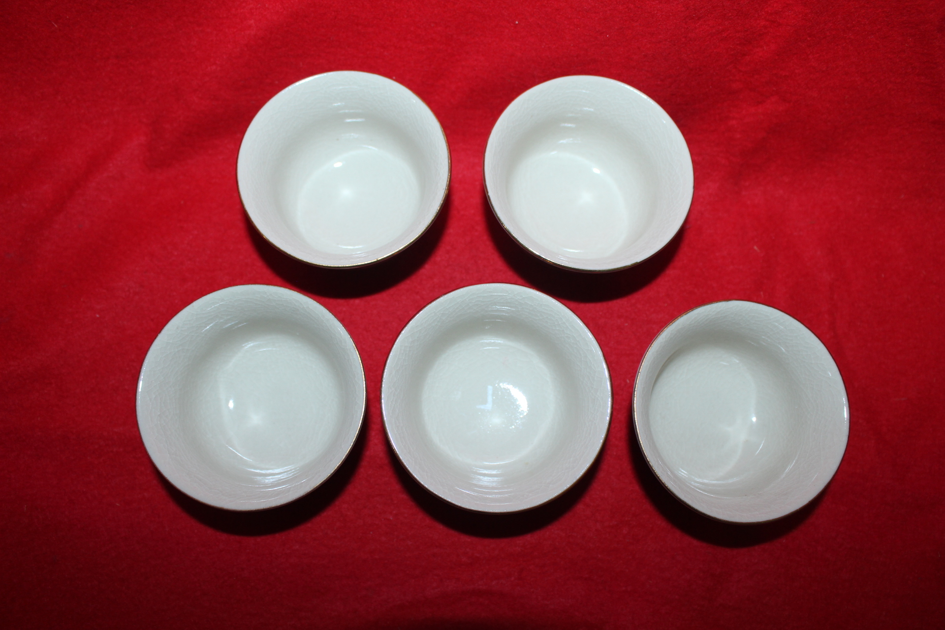 구다니 청화백자진사화문 잔 5점