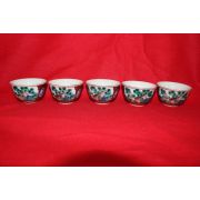 구다니 청화백자진사화문 잔 5점