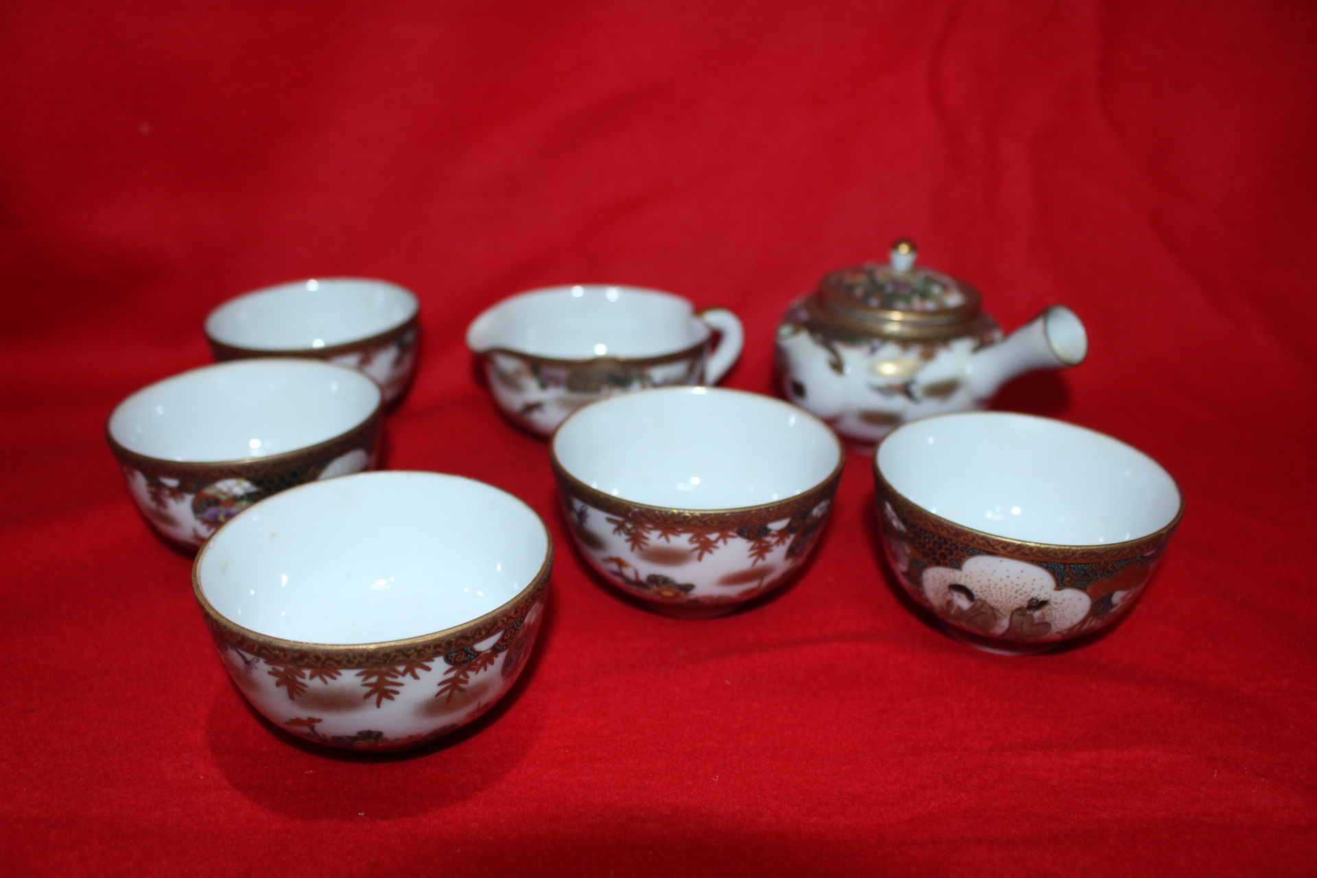 100년이상된 고구다니 진사금채인물문 5인다관셋트