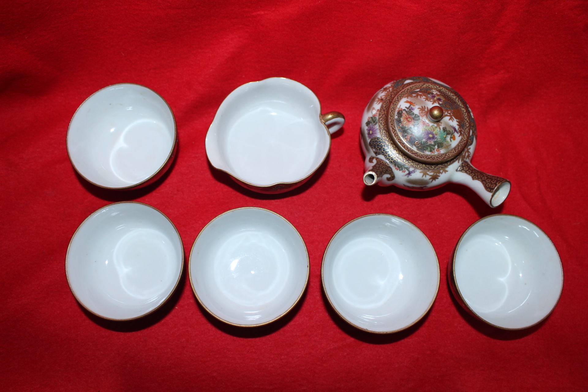 100년이상된 고구다니 진사금채인물문 5인다관셋트