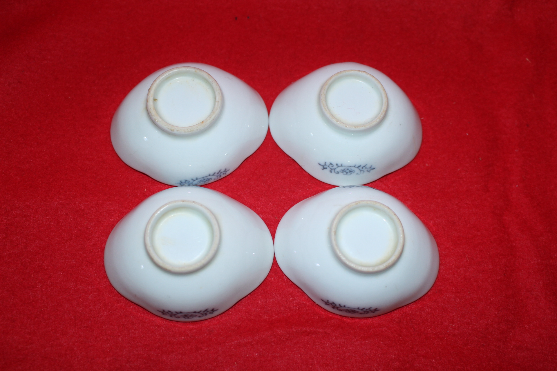 연대가좋은 이마리 청화백자산수문 화형완 4점