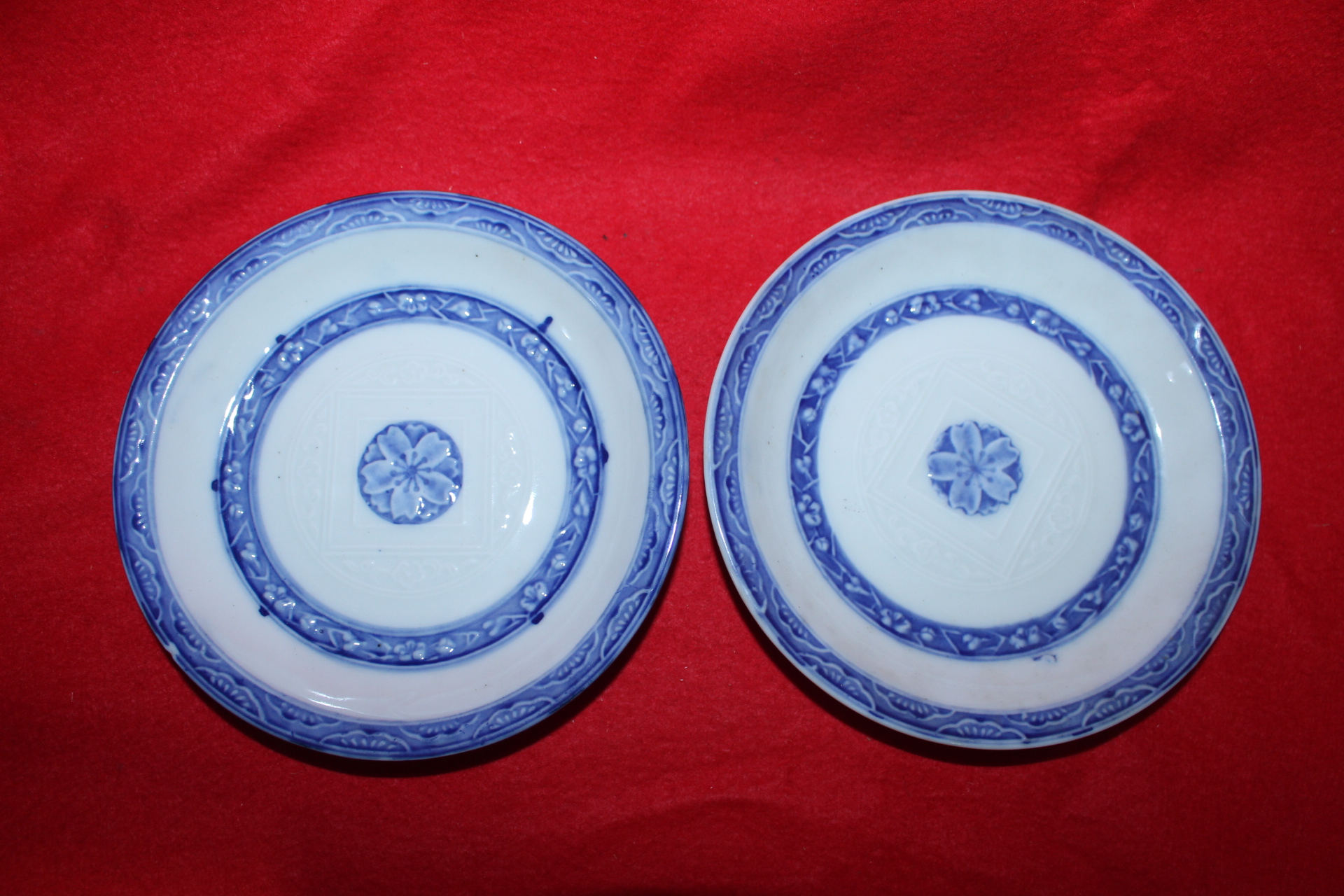 연대가좋은 청화백자화문 완 2점