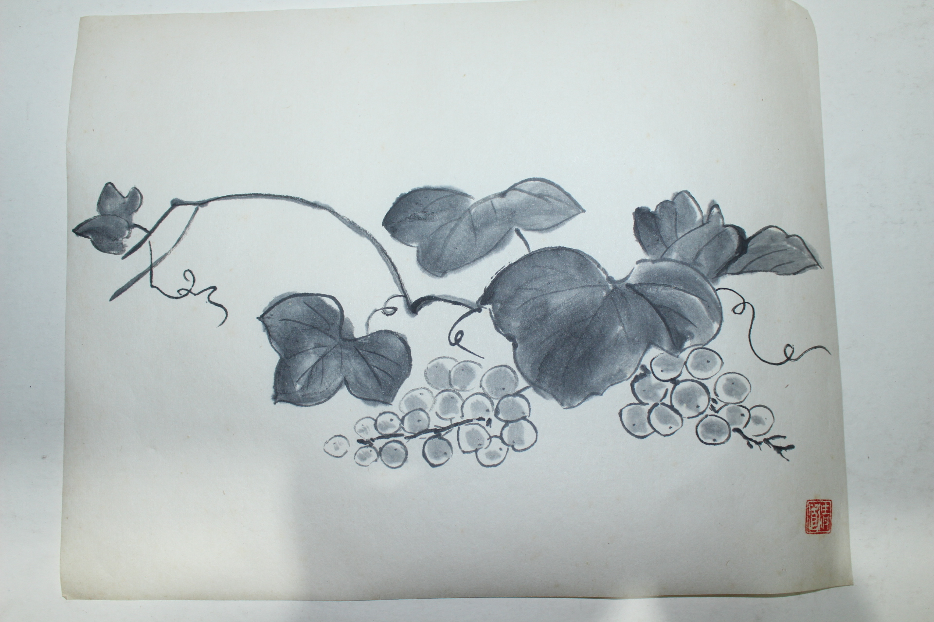 수묵화 포도그림