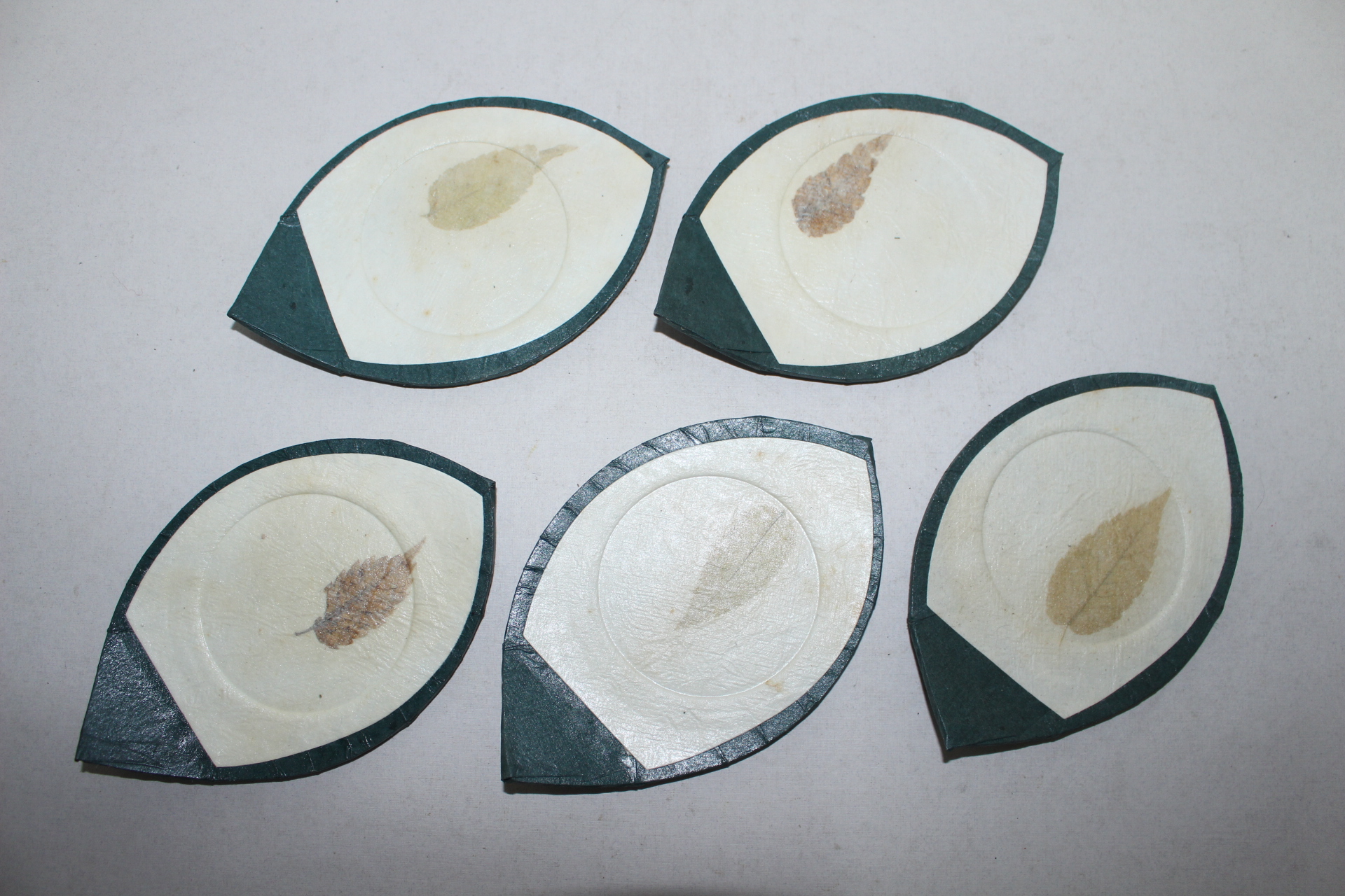 종이로된 나뭇잎모양 차탁 5점셋트