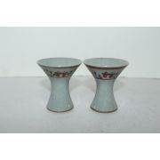 청자 진사화문 굽다리잔 2점