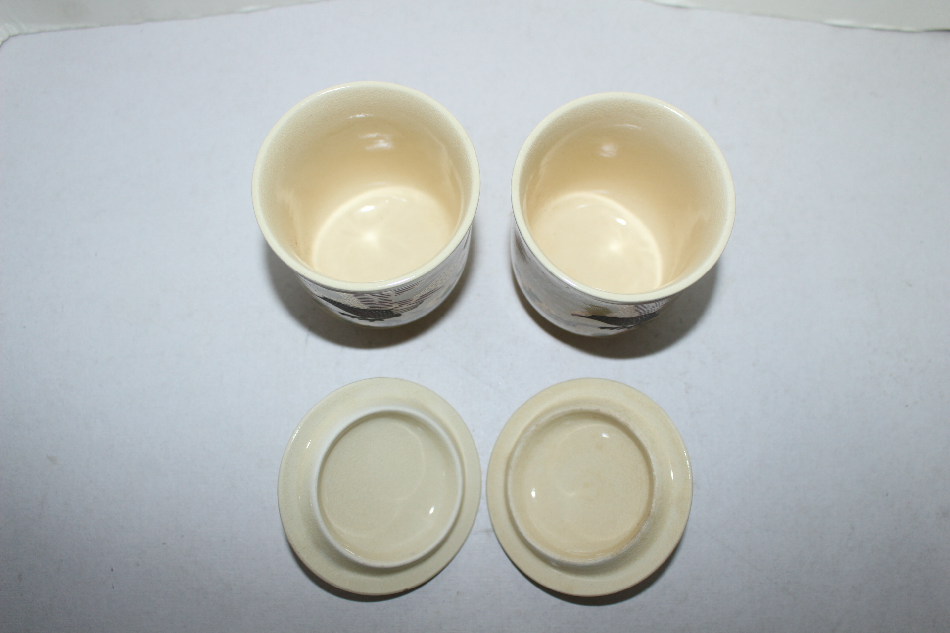 사스마 분청자 금채독수리문 부부잔셋트