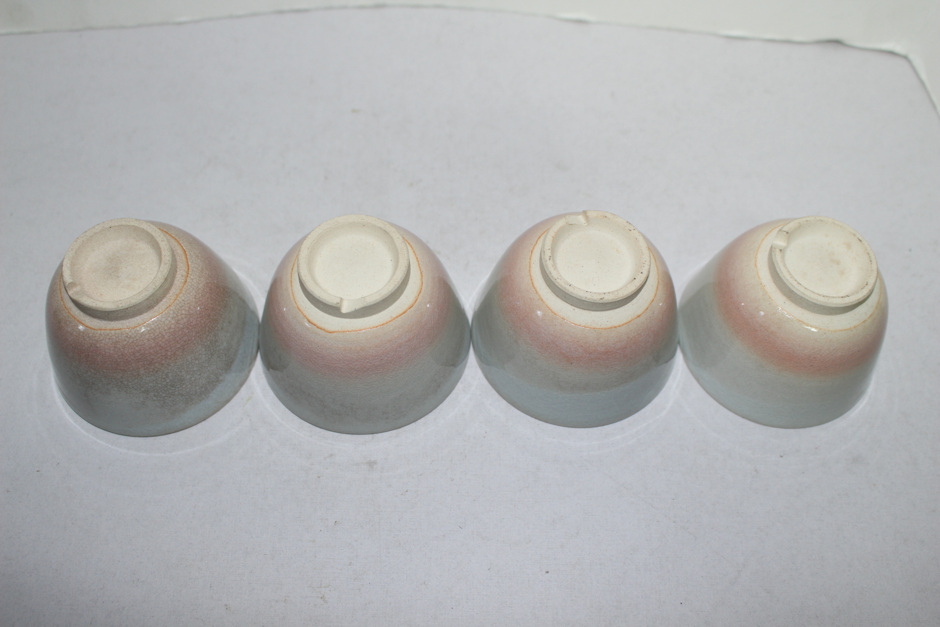 청자 홍화빛 굽따인잔 4점