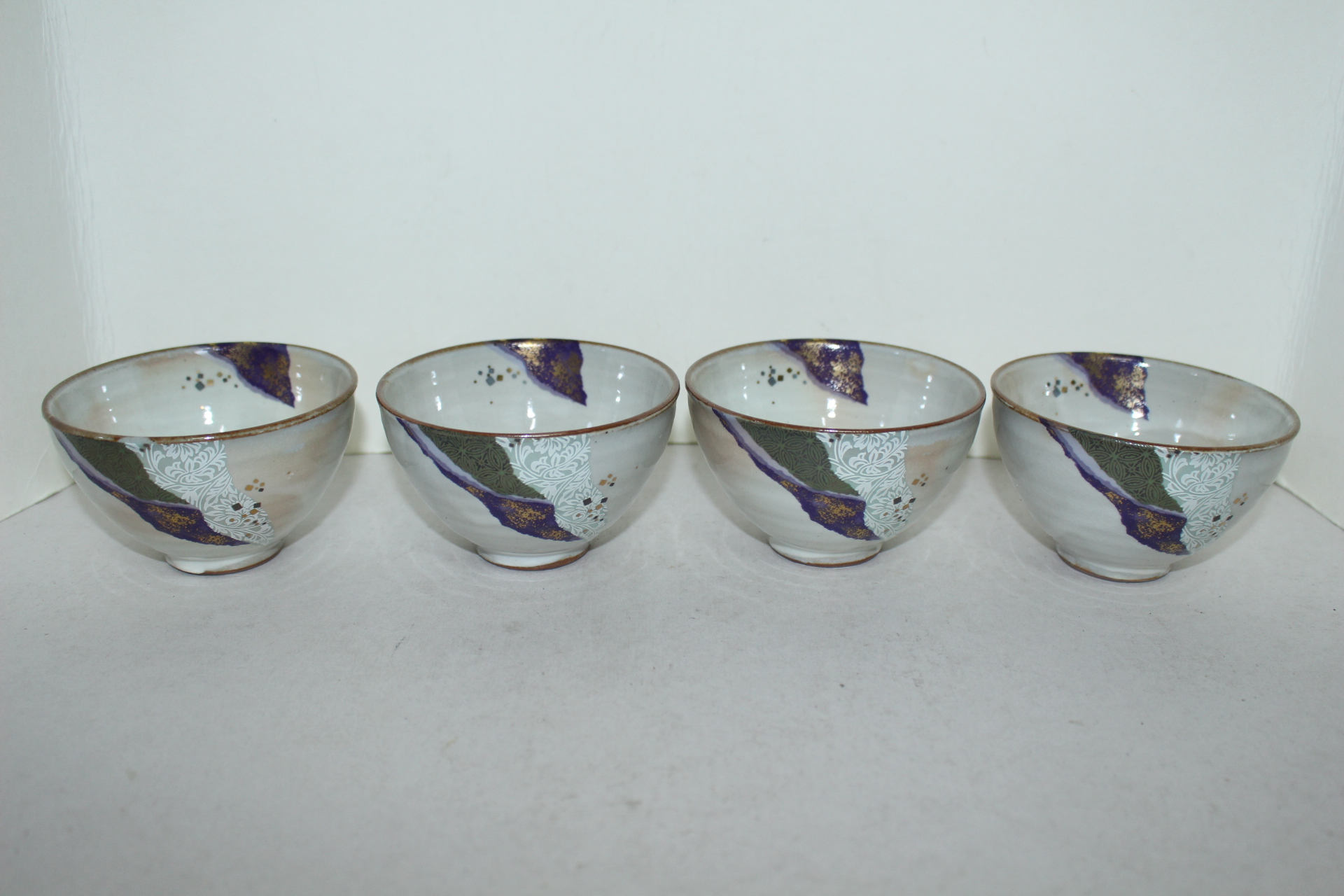 청자 금채화문잔 4점