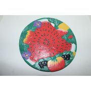 원목나무에 과일이 그려진 차반