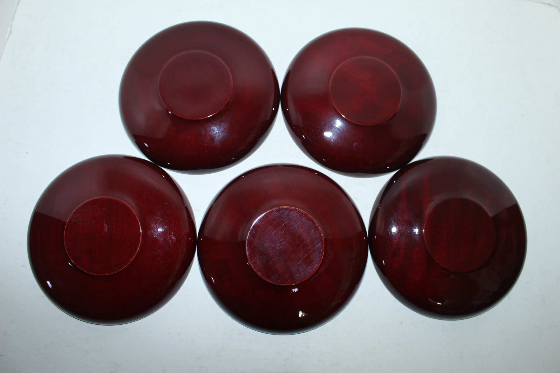 나무에 난초 잠자리가 그려진 차탁 5점