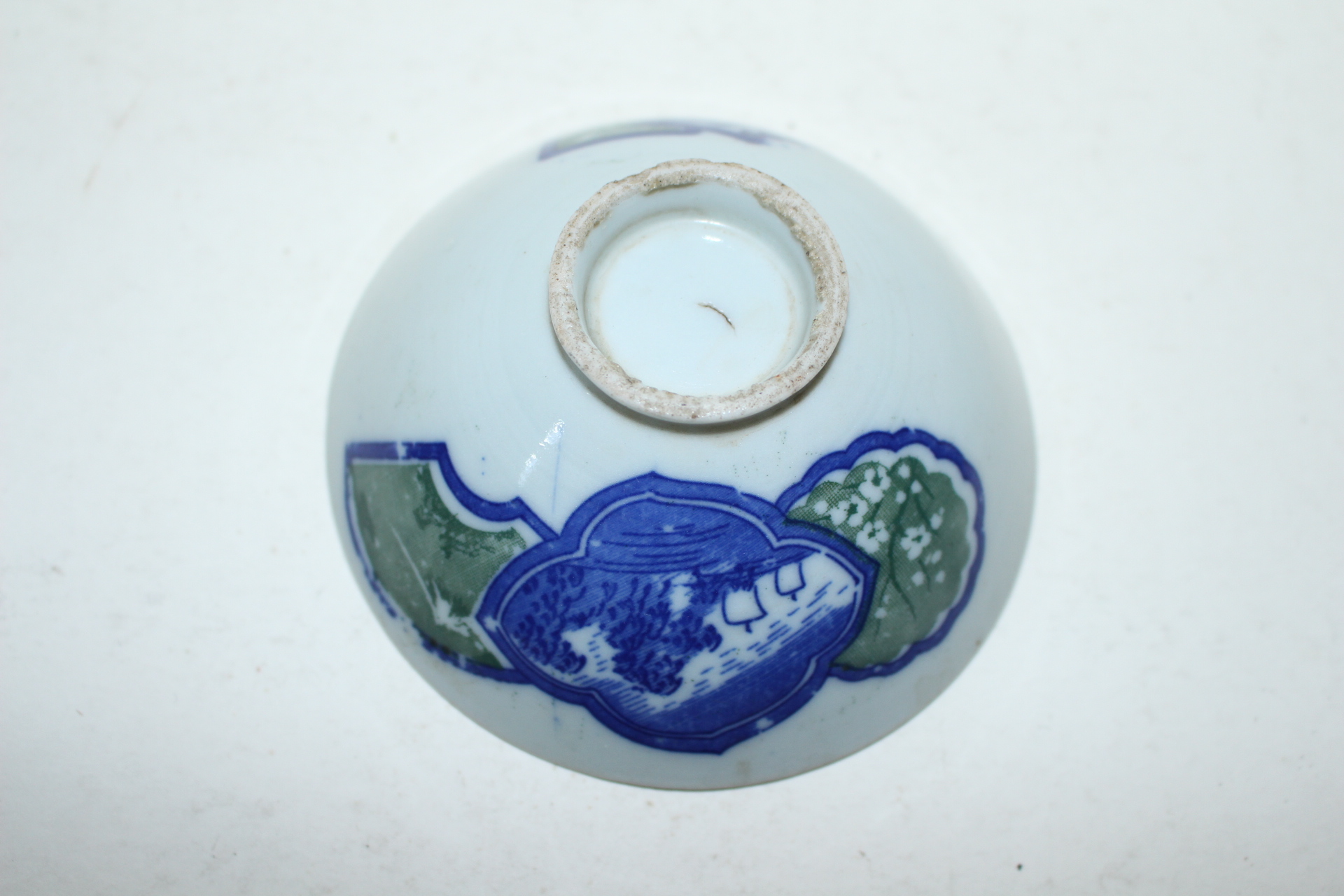 외사기 청화백자 산수문 자완