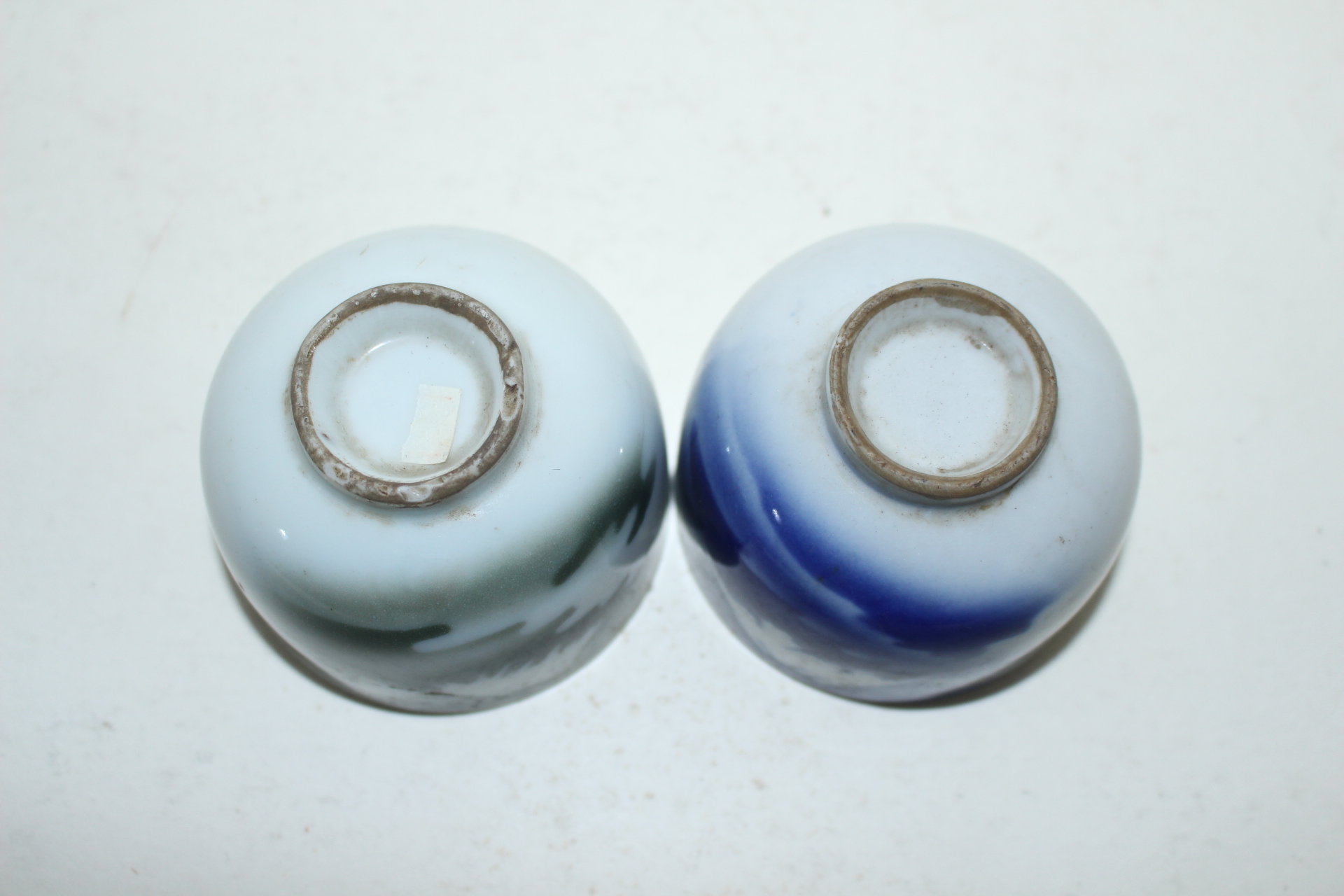 연대가좋은 청화백자산수문 잔 2점