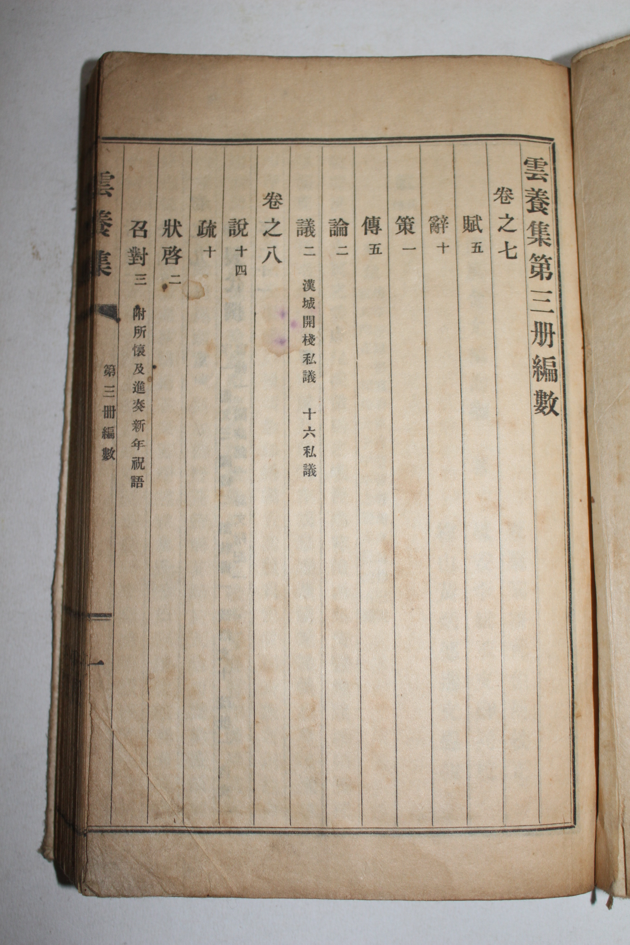 1917년 신연활자본 김윤식(金允植) 운양집(雲養集)권7~9  1책