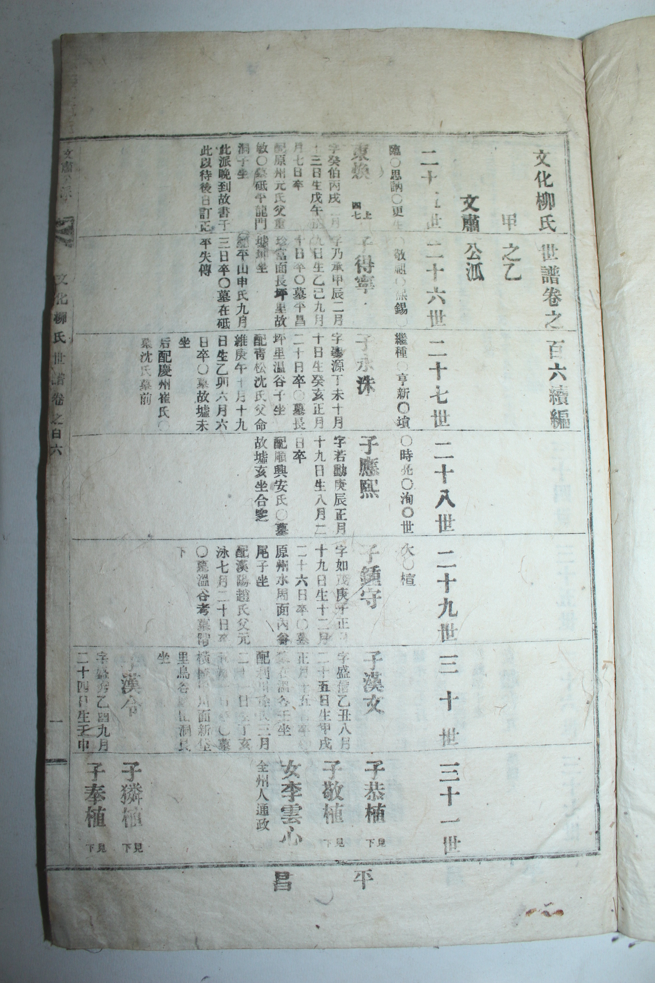 연활자본 문화류씨세보(文化柳氏世譜) 21책
