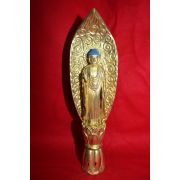 나무에 옷칠후 순금채된 불상입상