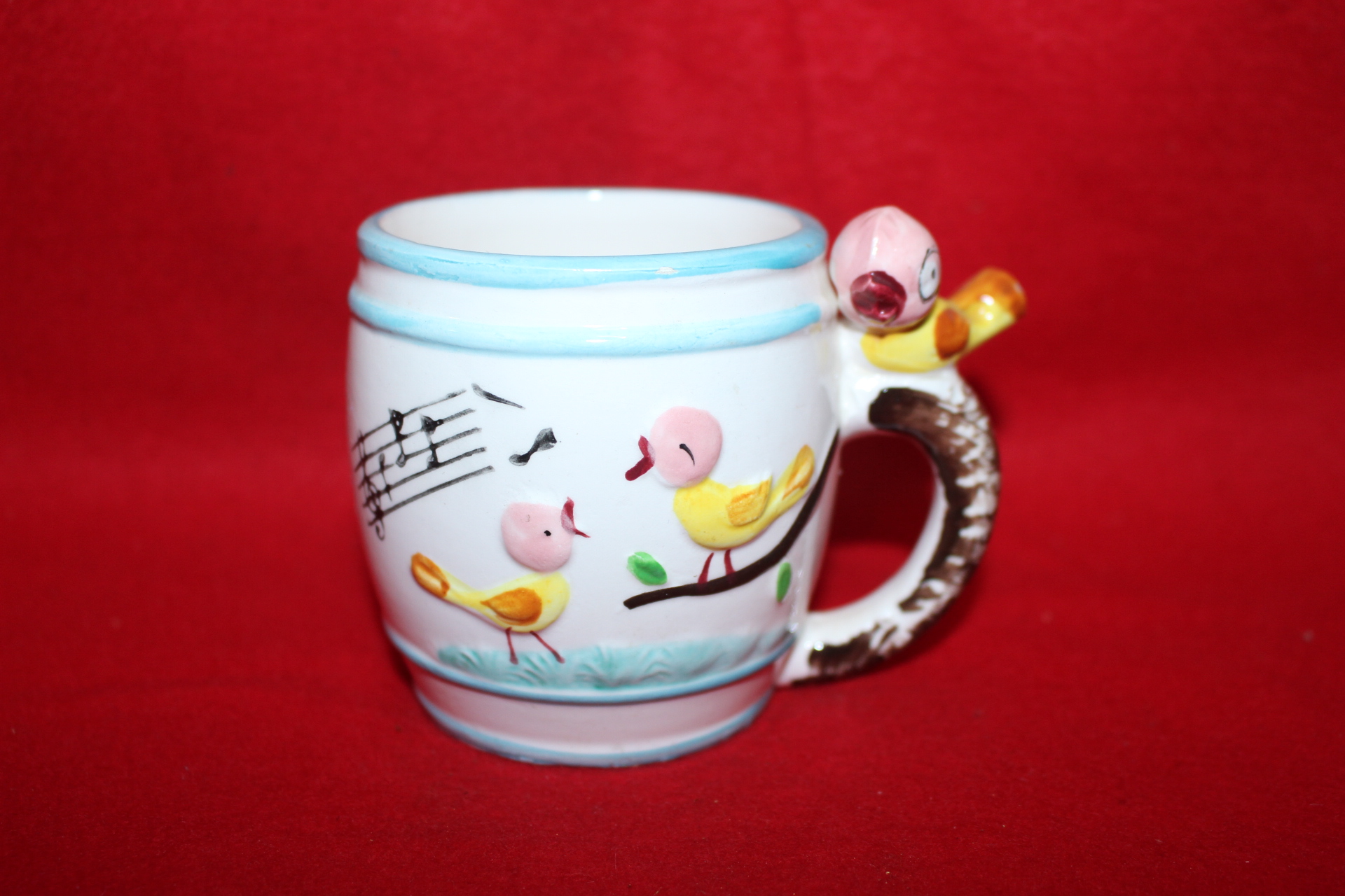 도자기 새모양 피리가달린 잔