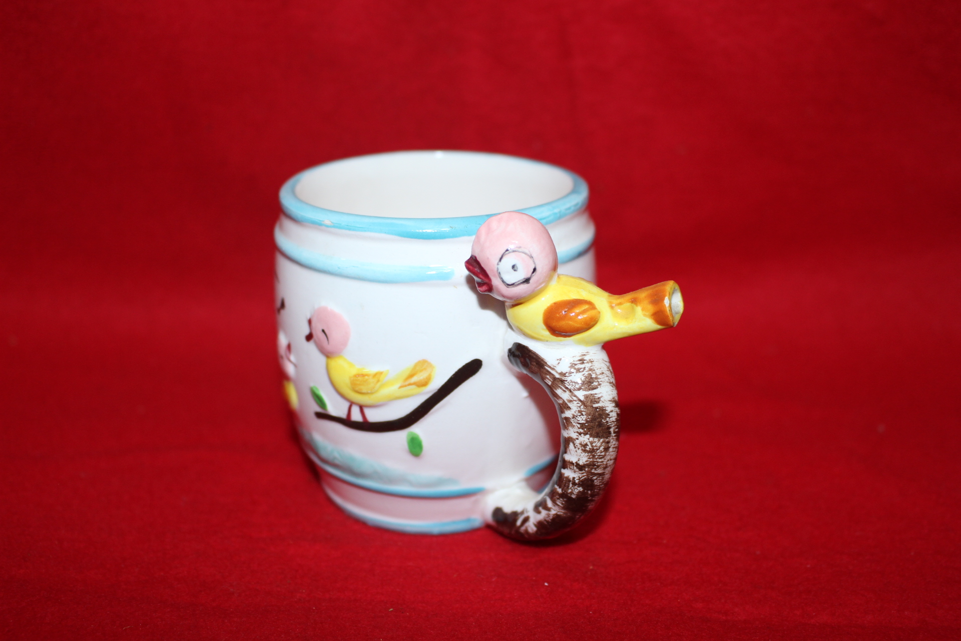 도자기 새모양 피리가달린 잔